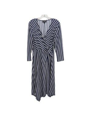 HARPER 241 long sleeve blue and white striped fit flare dress size 10